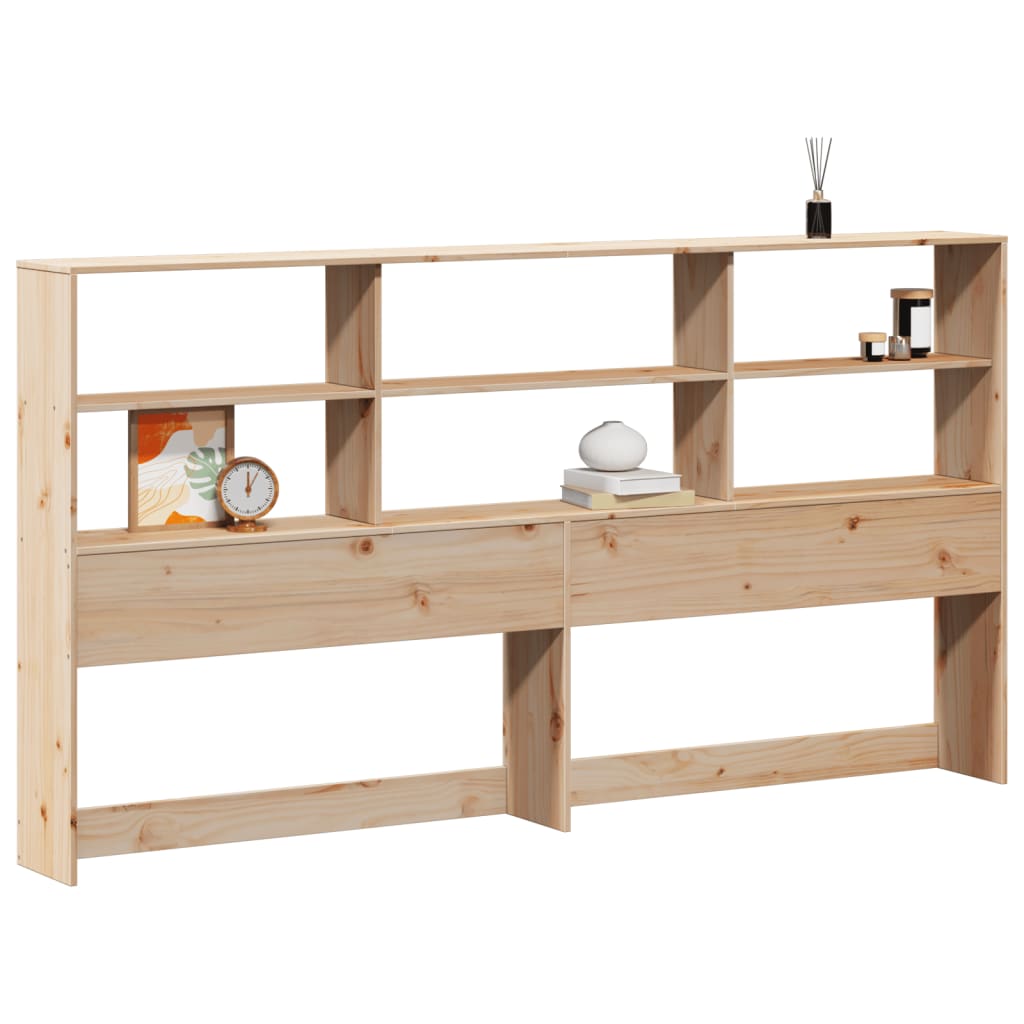 Solid Pine Wood Headboard with Storage, 200 cm - Space-Saving Design