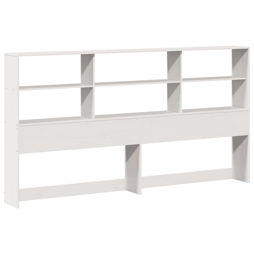 Solid Pine White Headboard with Storage, 200 cm Length