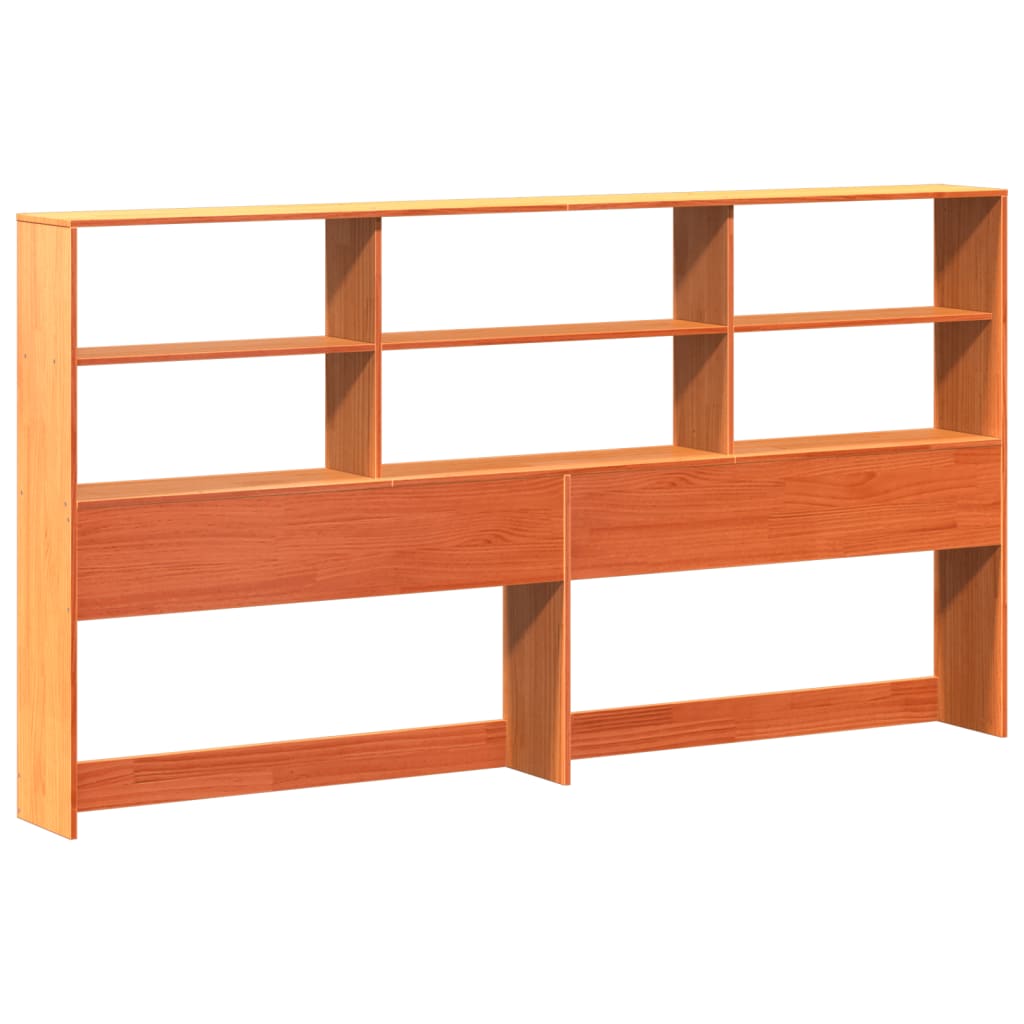 Wax Brown Pine Solid Wood Headboard with Storage, 200 cm