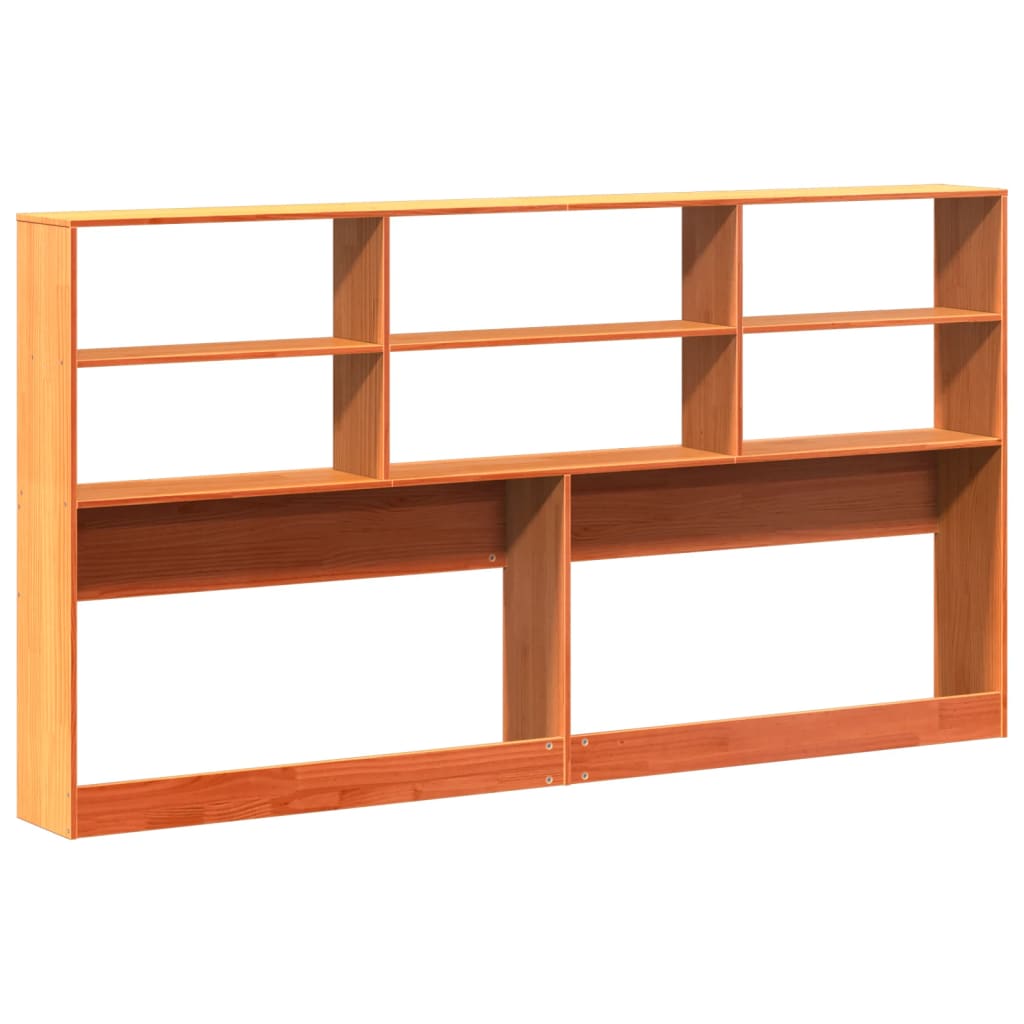 Wax Brown Pine Solid Wood Headboard with Storage, 200 cm