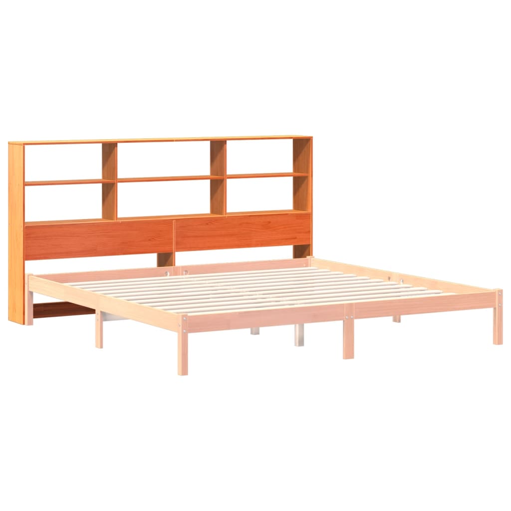 Wax Brown Pine Solid Wood Headboard with Storage, 200 cm