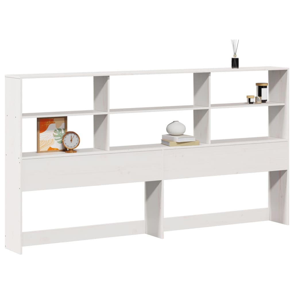 White Solid Pine Headboard with Storage, 180 cm - Stylish & Functional