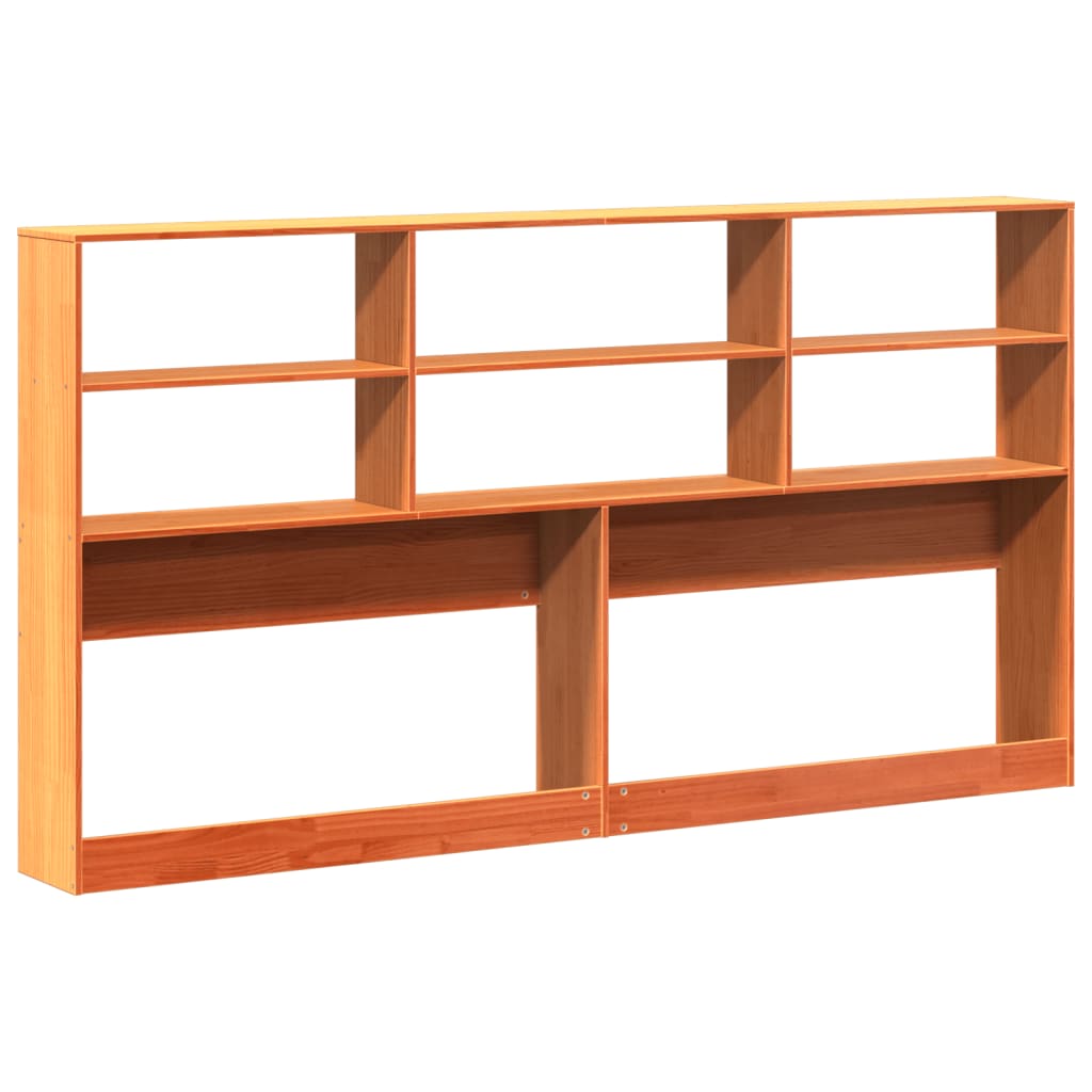Wax Brown Solid Pine Headboard with Storage, 180 cm