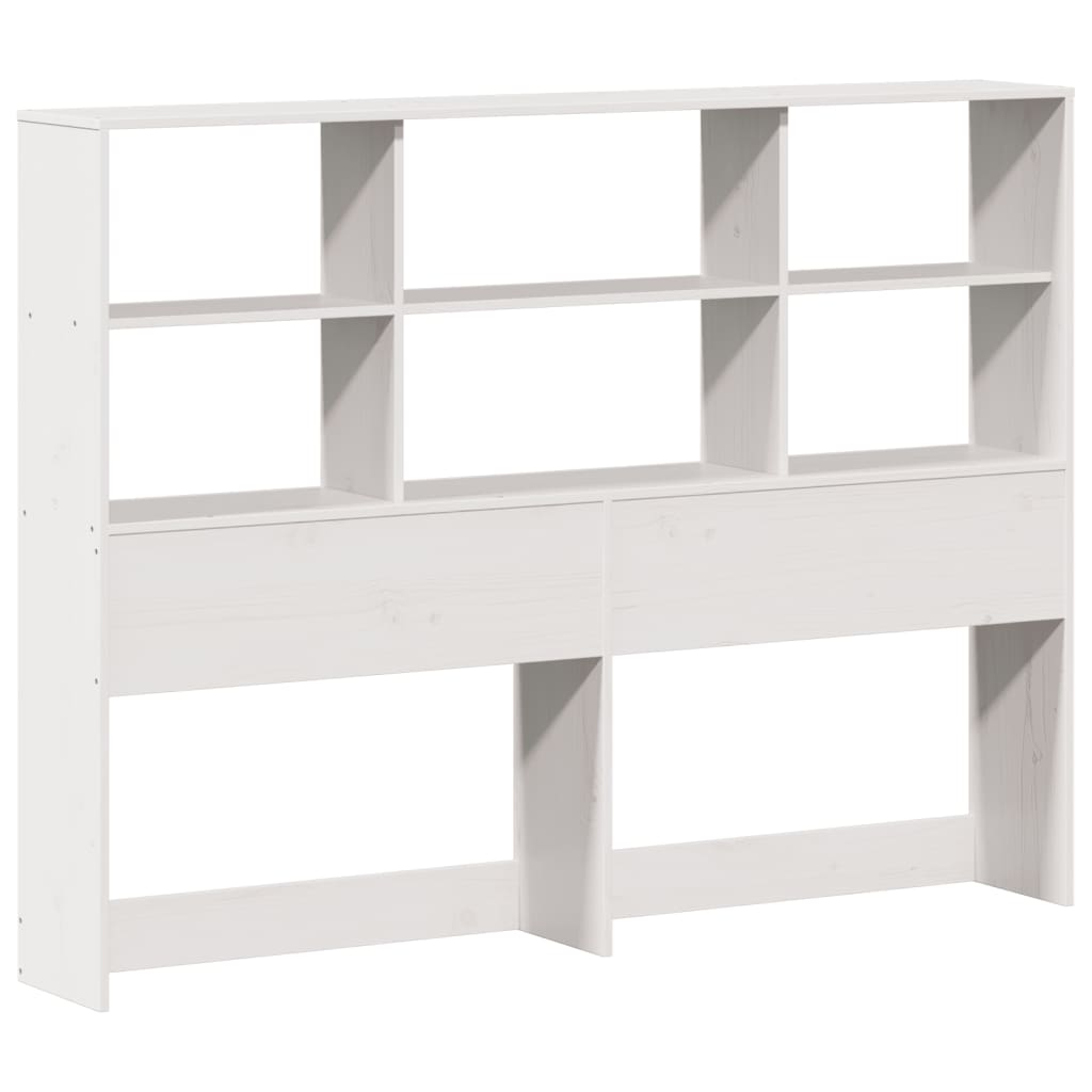 White Solid Pine Wood Headboard with Storage, 160 cm