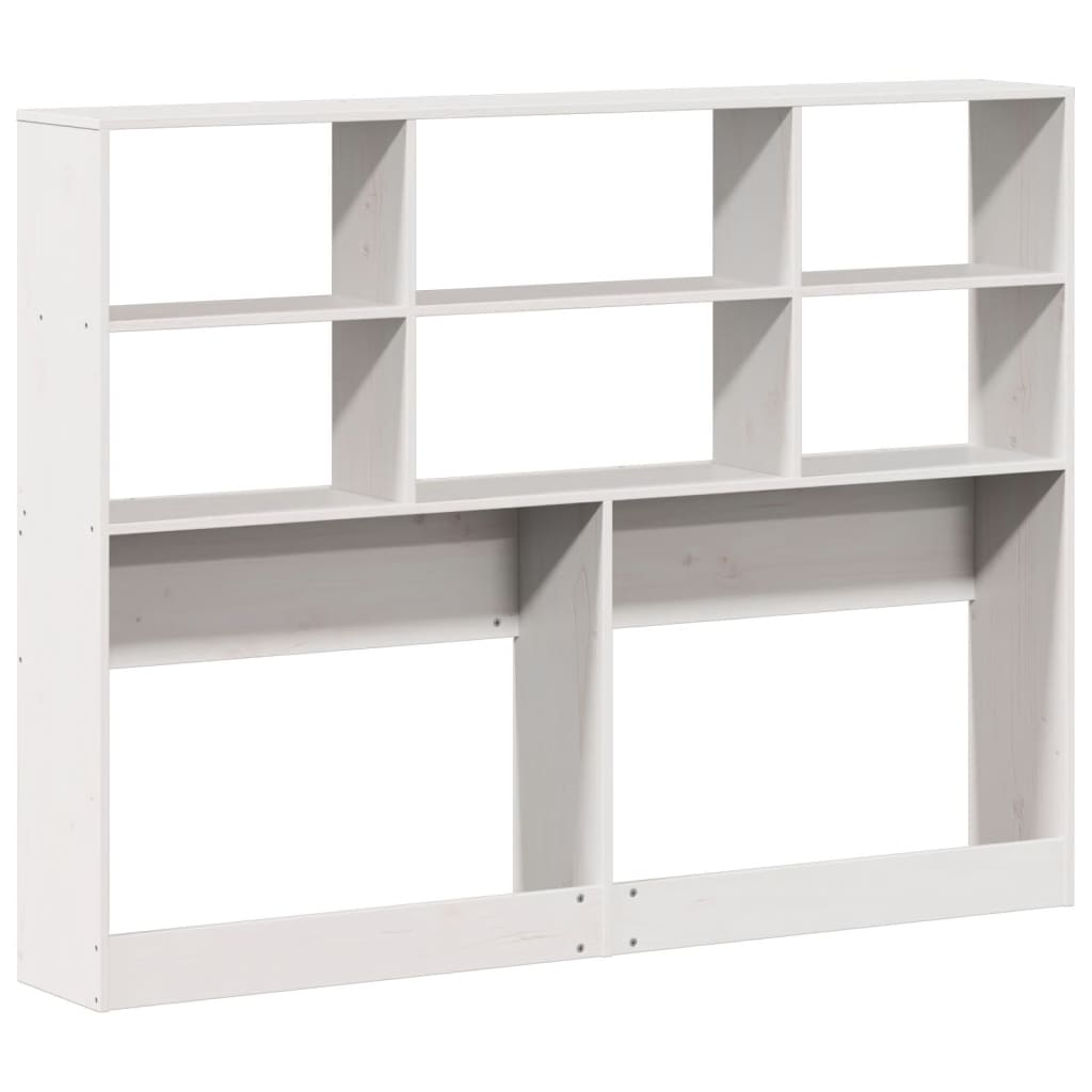 White Solid Pine Wood Headboard with Storage, 160 cm
