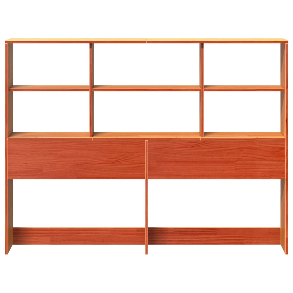 Solid Pine Headboard with Storage, Wax Brown, 150 cm