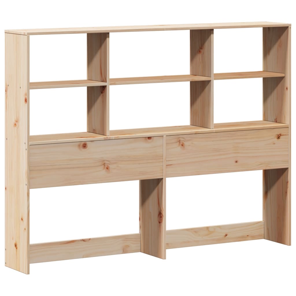 Solid Pine Headboard with Storage, 140 cm - Natural Finish