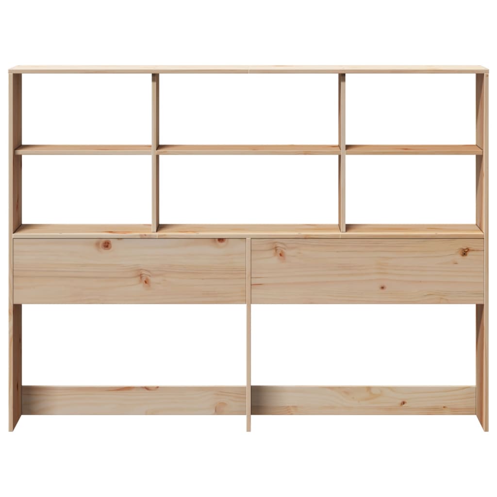 Solid Pine Headboard with Storage, 140 cm - Natural Finish