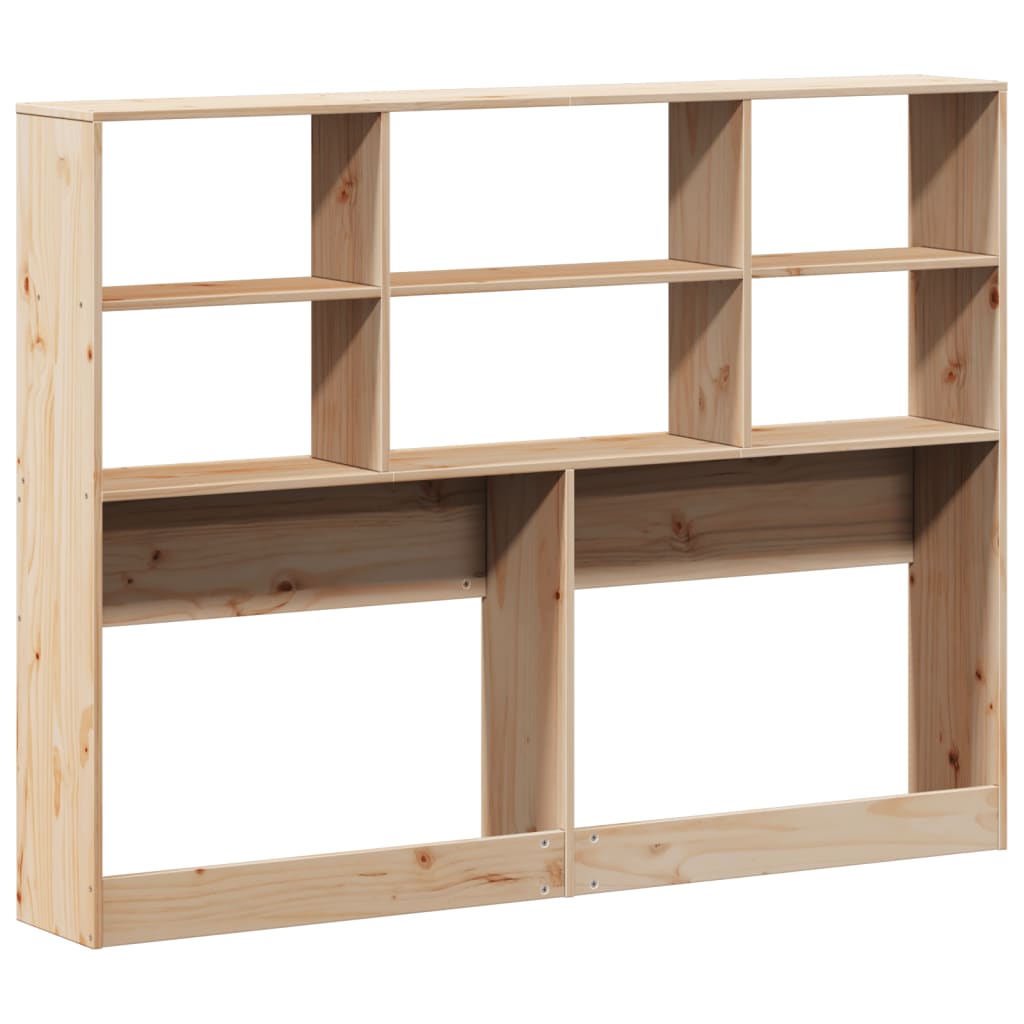 Solid Pine Headboard with Storage, 140 cm - Natural Finish