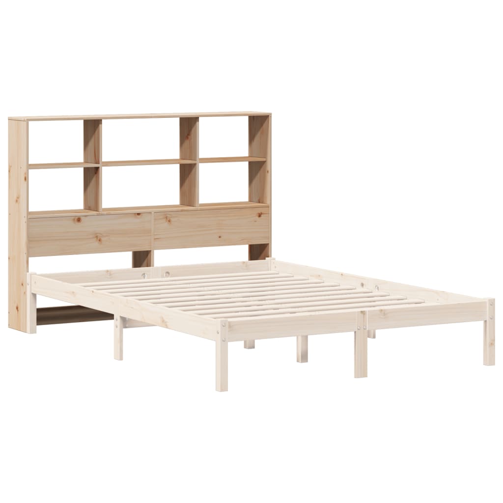 Solid Pine Headboard with Storage, 140 cm - Natural Finish