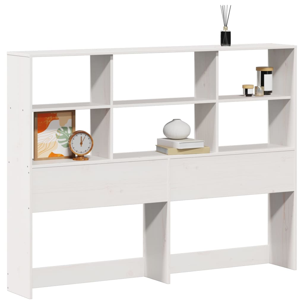 Solid Pine Headboard with Storage, White, 140 cm