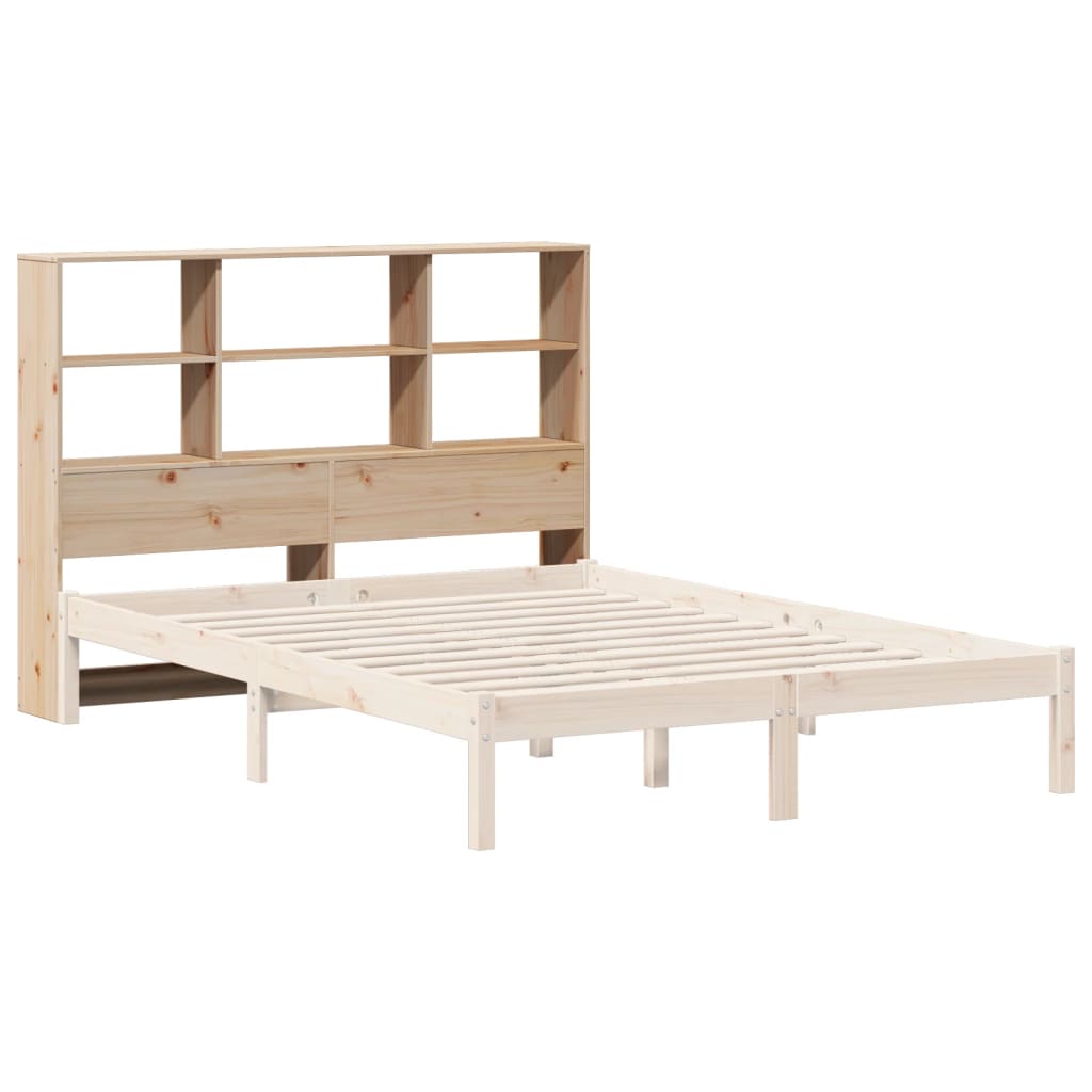 Solid Pine Wood Headboard with Storage, 120 cm - Natural Finish