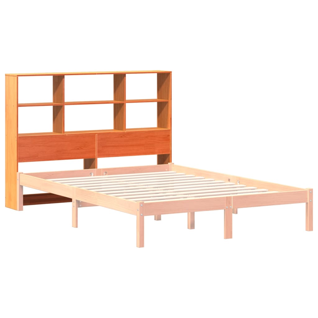 Solid Pine Headboard with Storage, Wax Brown, 120cm
