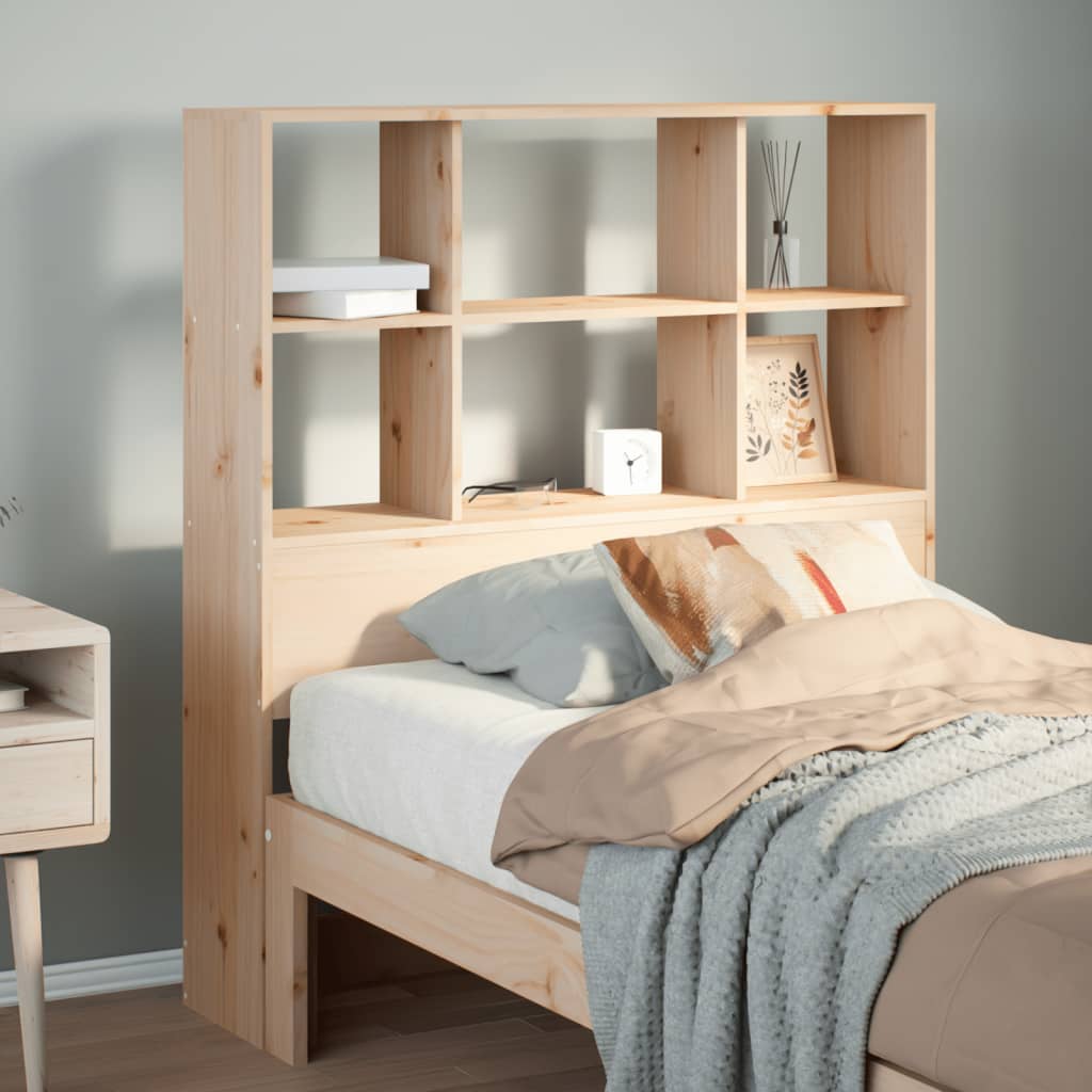 Solid Pine Headboard with Storage, 90 cm, Natural Wood Finish
