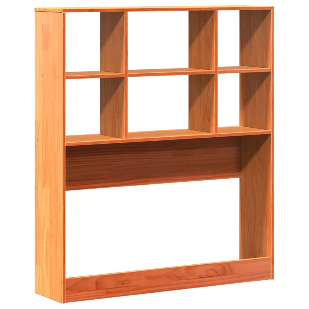 Solid Wood Pine Storage Headboard, Wax Brown, 90 cm