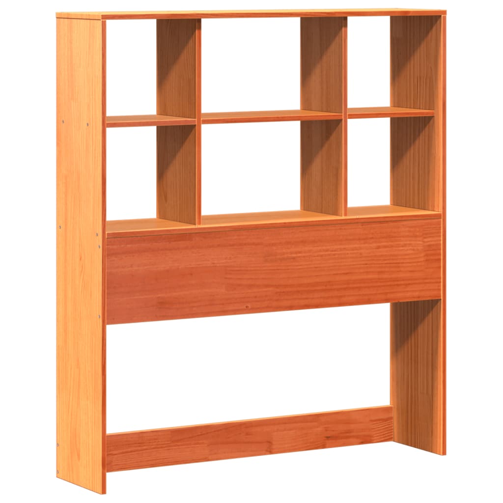 Solid Pine Wood Headboard with Storage, Wax Brown, 75cm