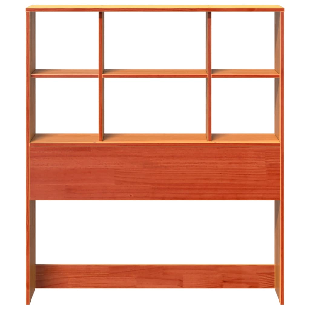 Solid Pine Wood Headboard with Storage, Wax Brown, 75cm