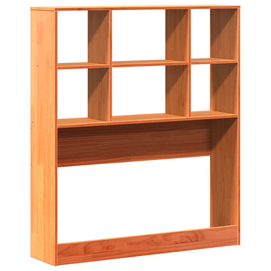 Solid Pine Wood Headboard with Storage, Wax Brown, 75cm