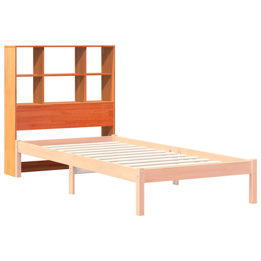 Solid Pine Wood Headboard with Storage, Wax Brown, 75cm