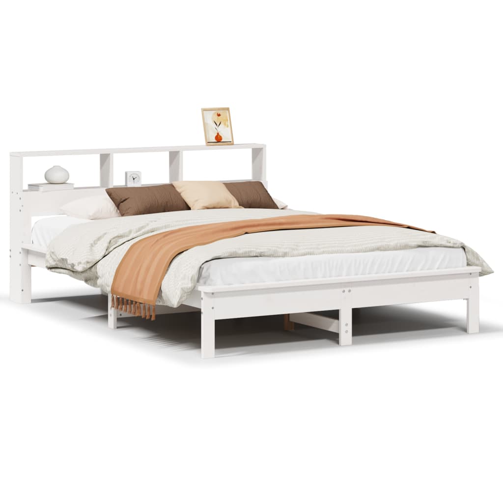 Bookcase Bed without Mattress White 120x200 cm Solid Wood Pine