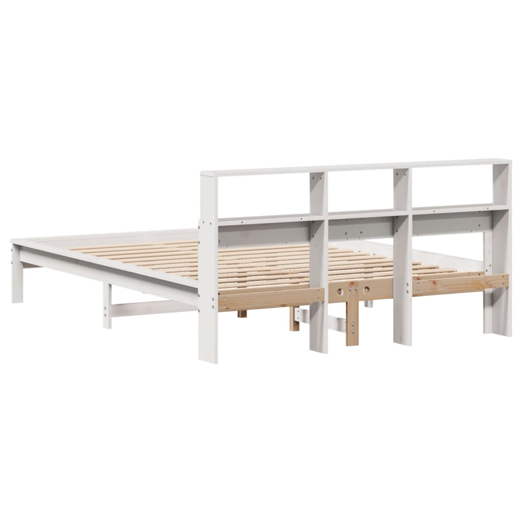 Bookcase Bed without Mattress White 120x200 cm Solid Wood Pine