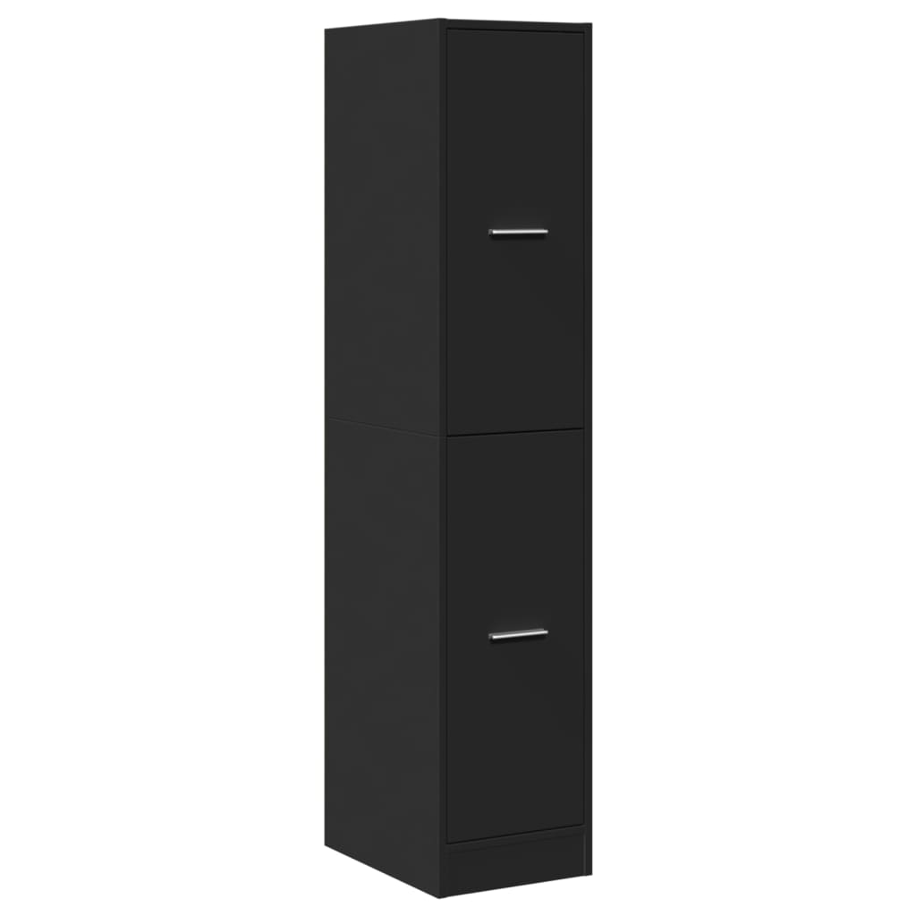 Sleek Black Apothecary Cabinet - Engineered Wood, 30x41x144.5 cm