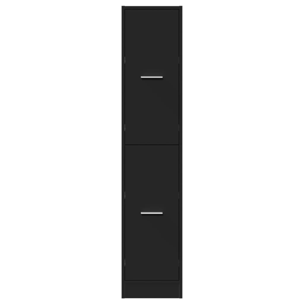 Sleek Black Apothecary Cabinet - Engineered Wood, 30x41x144.5 cm