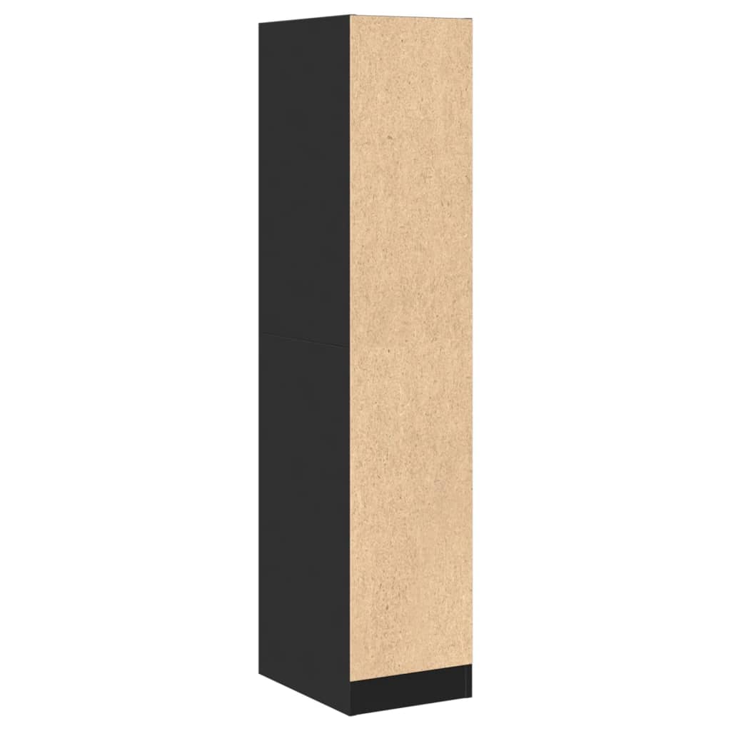 Sleek Black Apothecary Cabinet - Engineered Wood, 30x41x144.5 cm