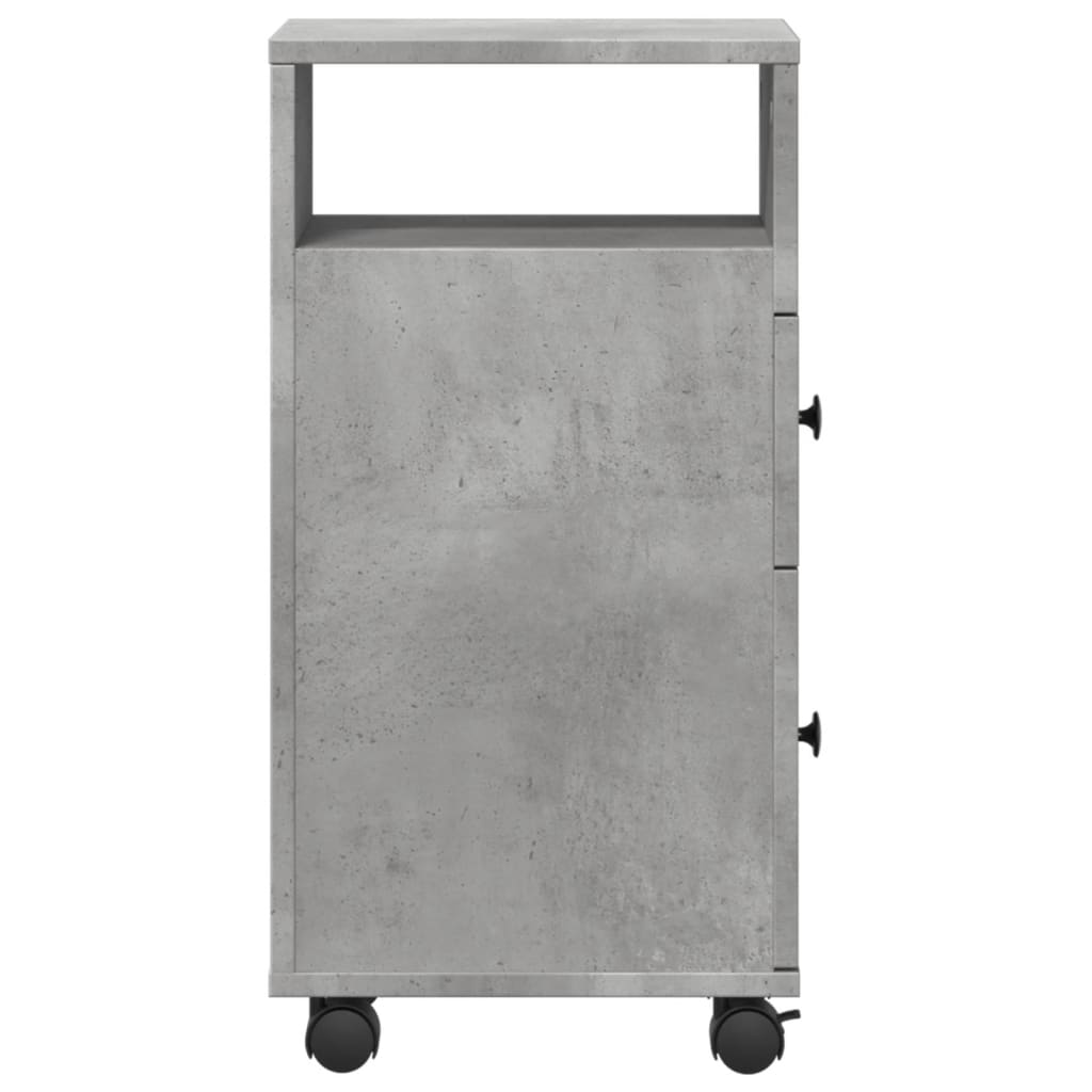 Concrete Grey Narrow Bathroom Cabinet with Wheels - Engineered Wood