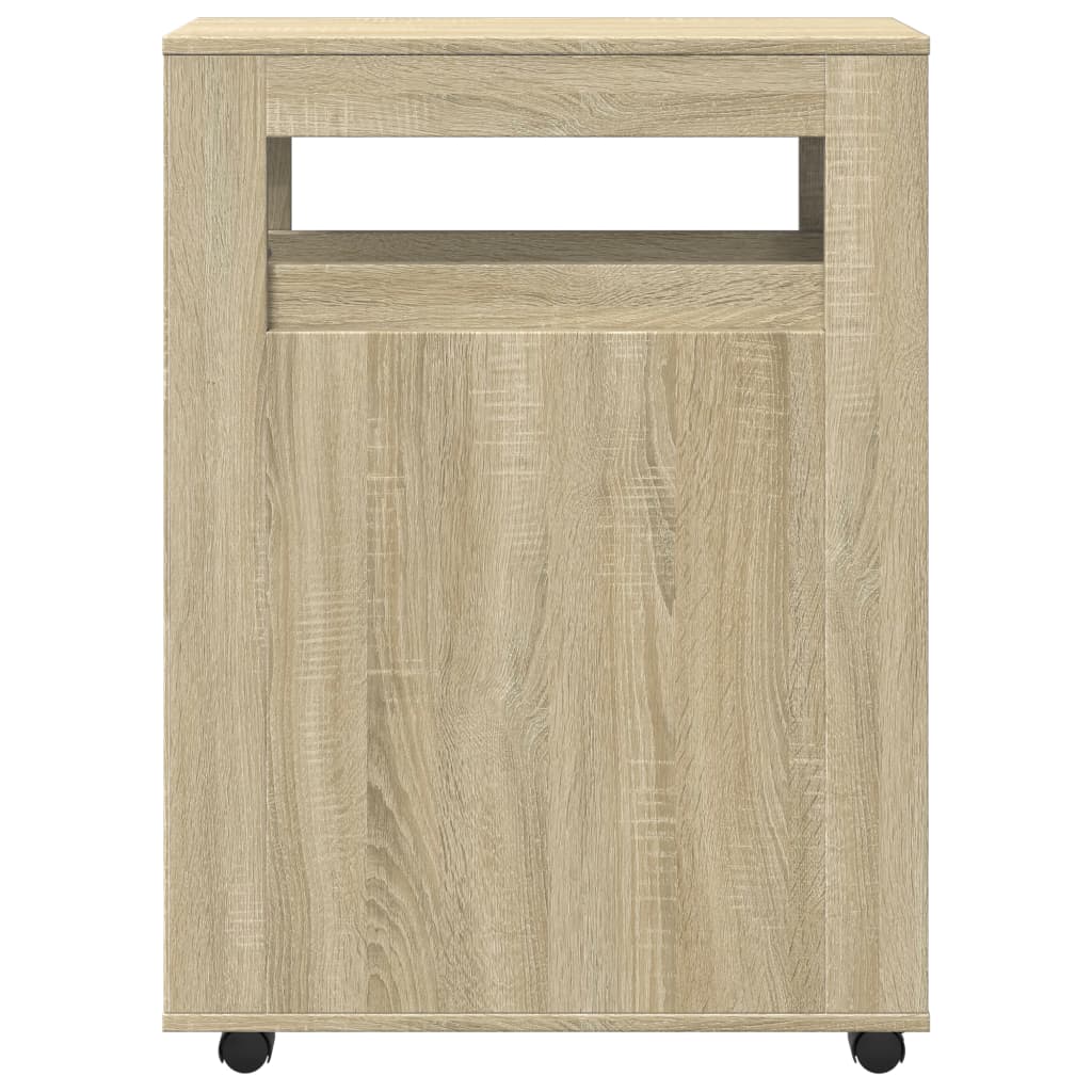 Narrow Sonoma Oak Bathroom Cabinet with Wheels - Engineered Wood