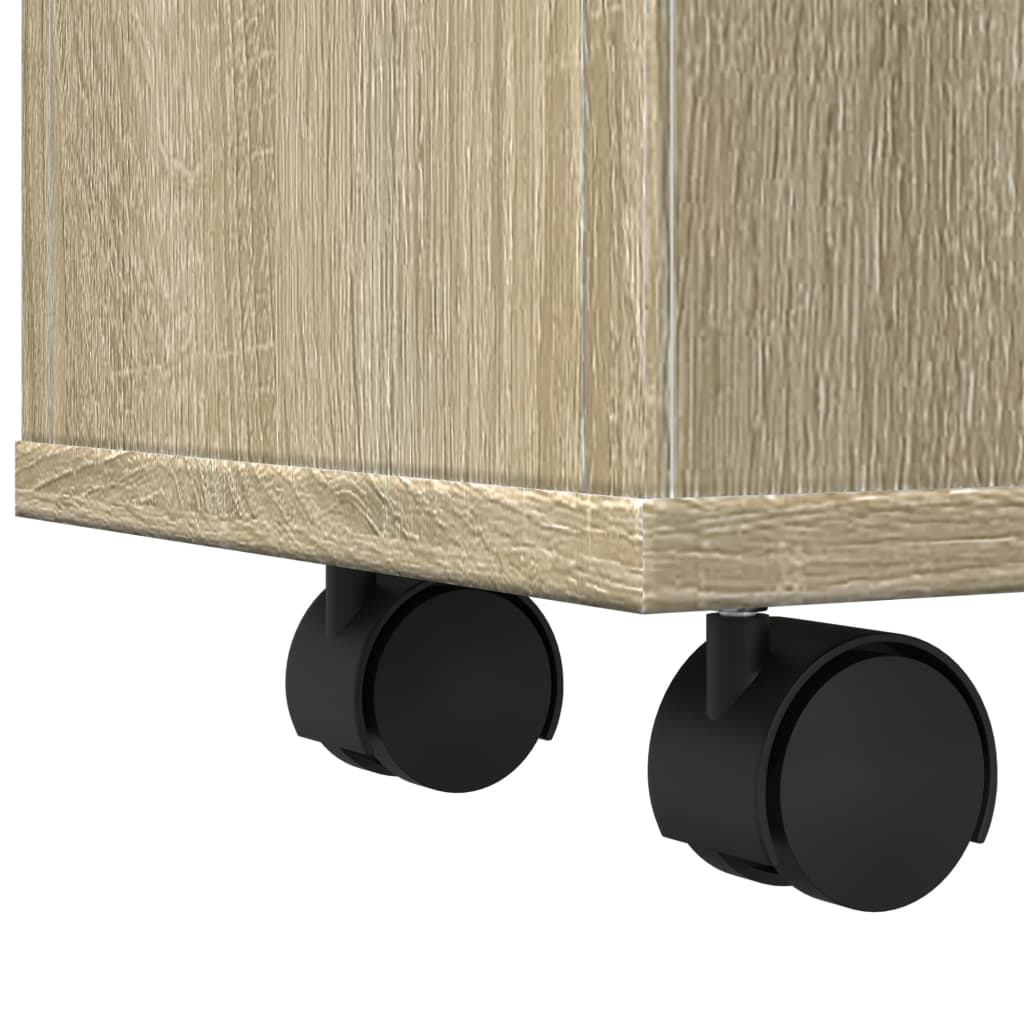 Narrow Sonoma Oak Bathroom Cabinet with Wheels - Engineered Wood