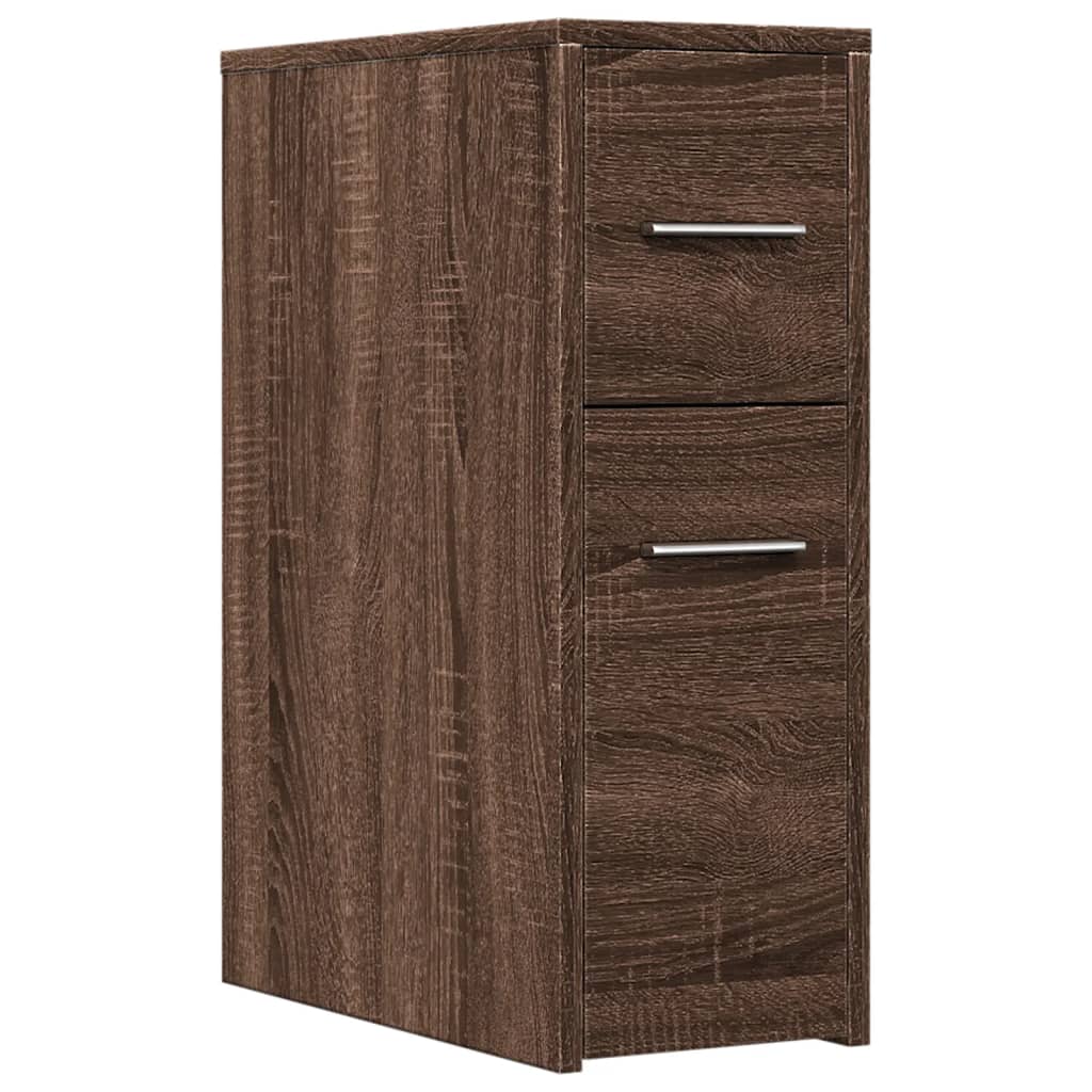 Mobile Narrow Bathroom Cupboard, Brown Oak Engineered Wood
