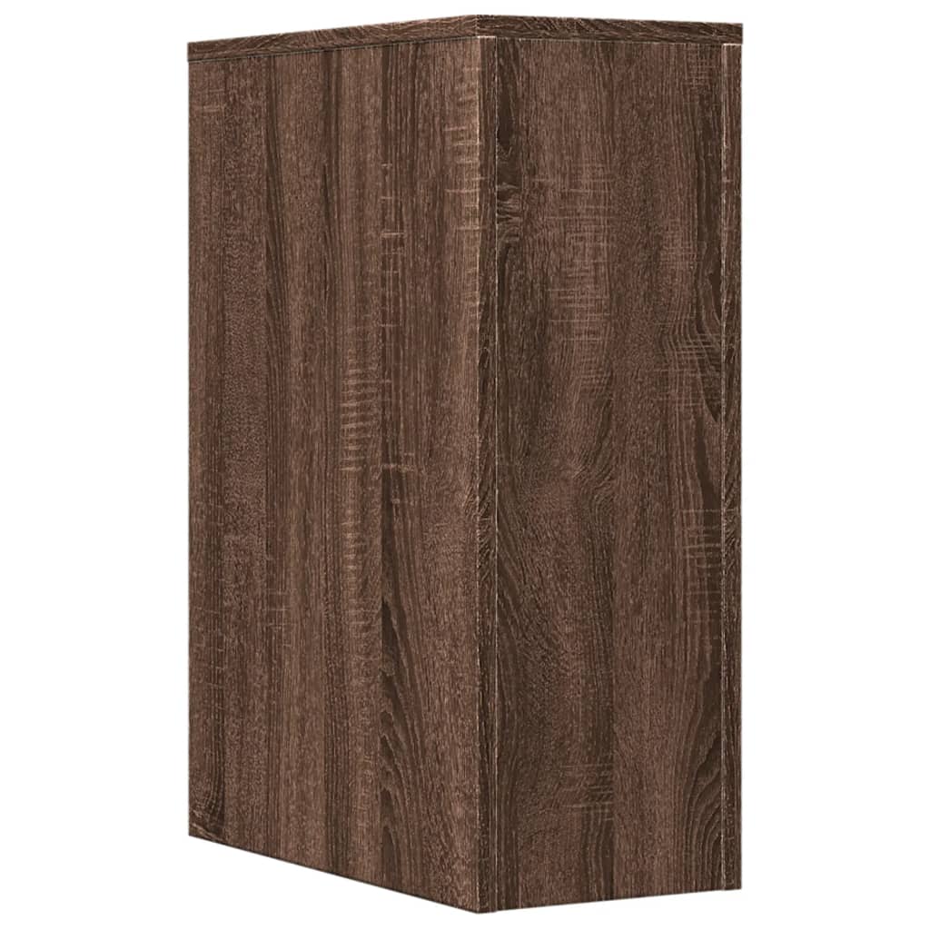 Mobile Narrow Bathroom Cupboard, Brown Oak Engineered Wood