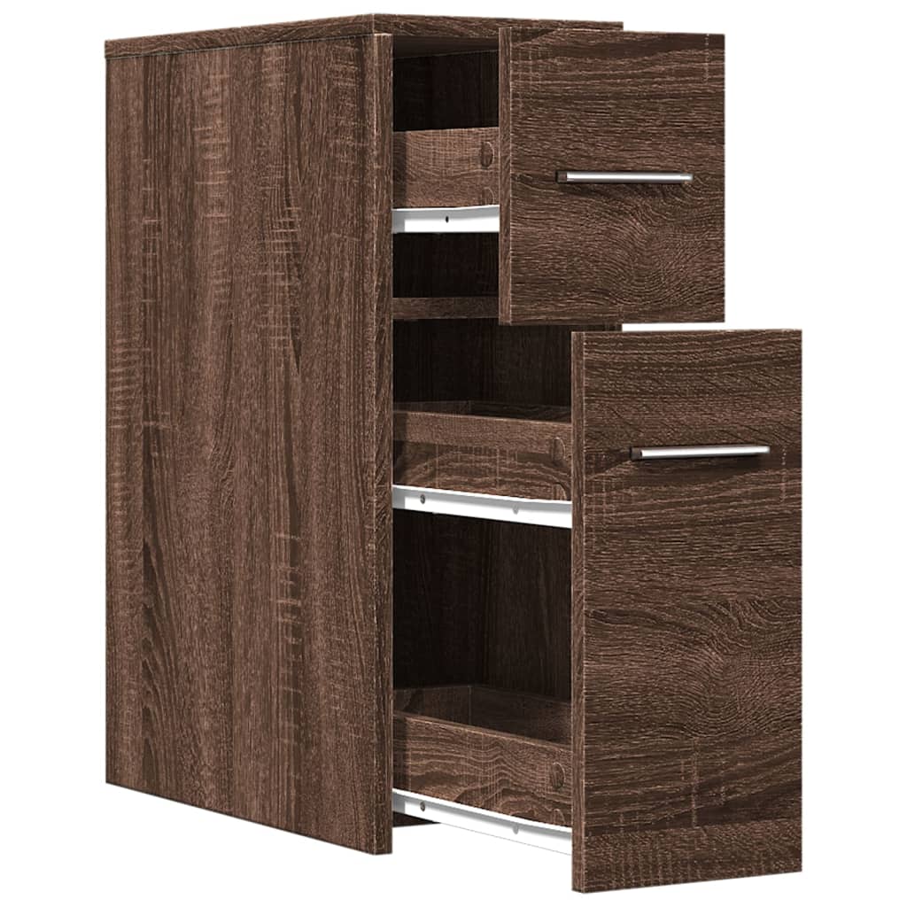 Mobile Narrow Bathroom Cupboard, Brown Oak Engineered Wood