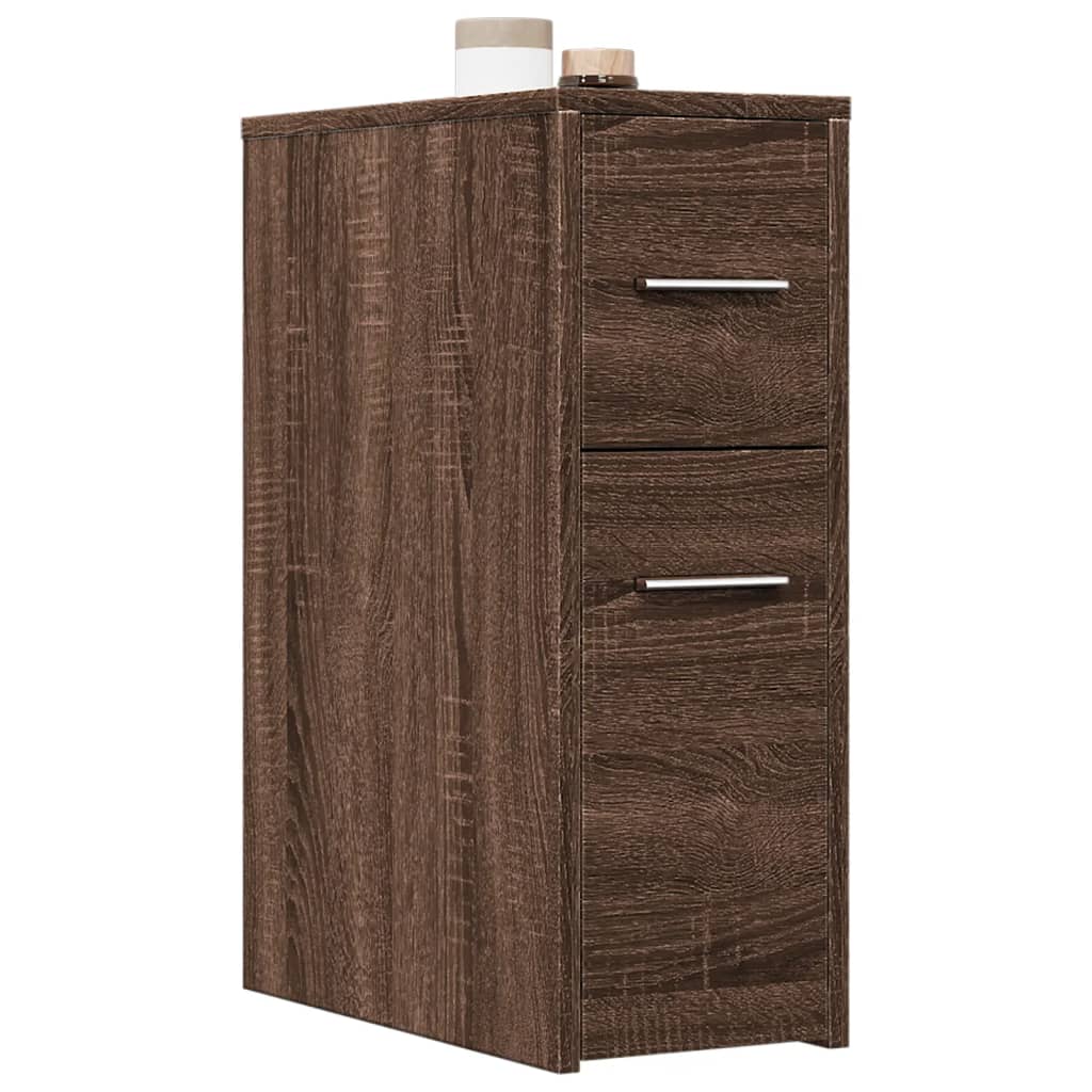 Mobile Narrow Bathroom Cupboard, Brown Oak Engineered Wood