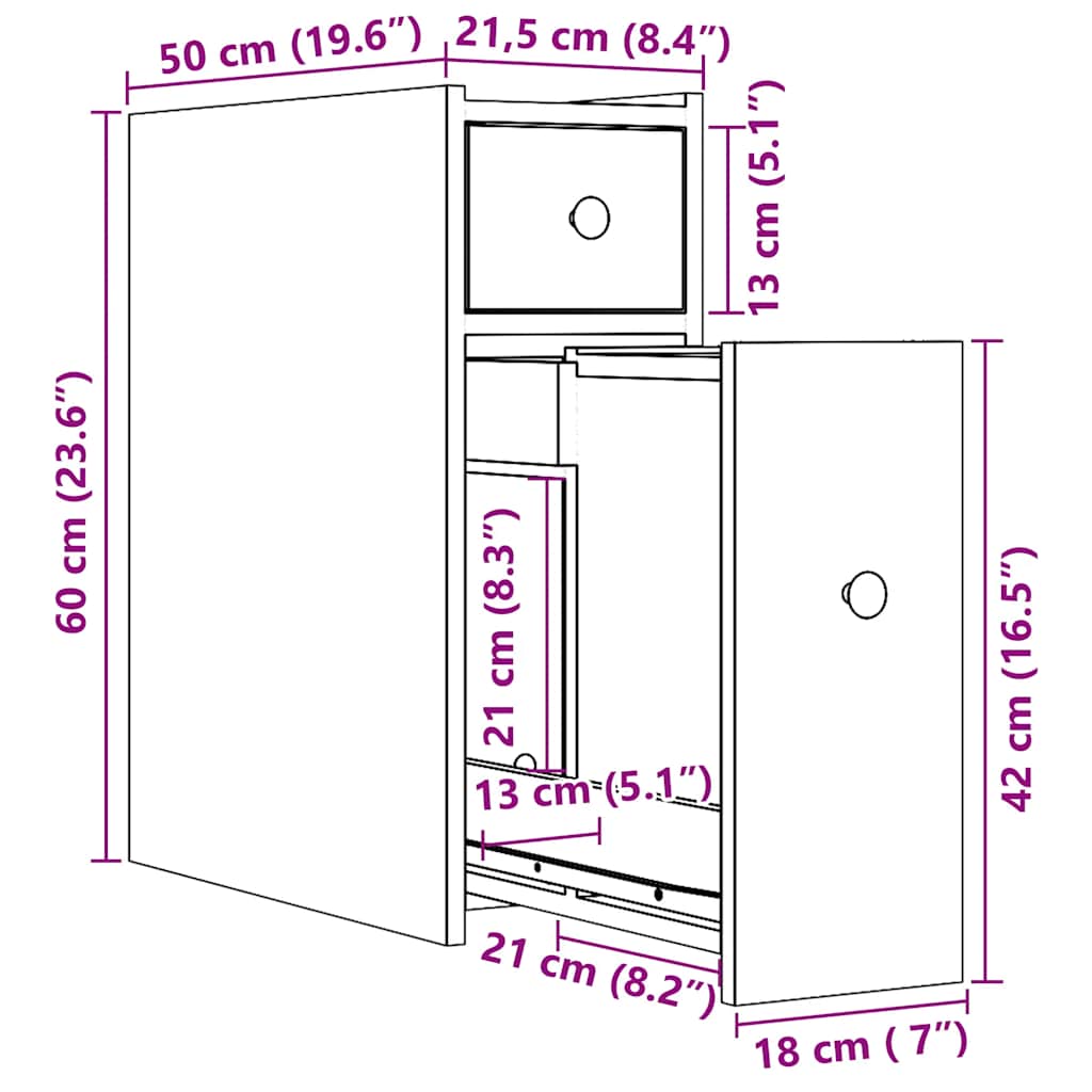 Black Engineered Wood Narrow Bathroom Cupboard with Wheels