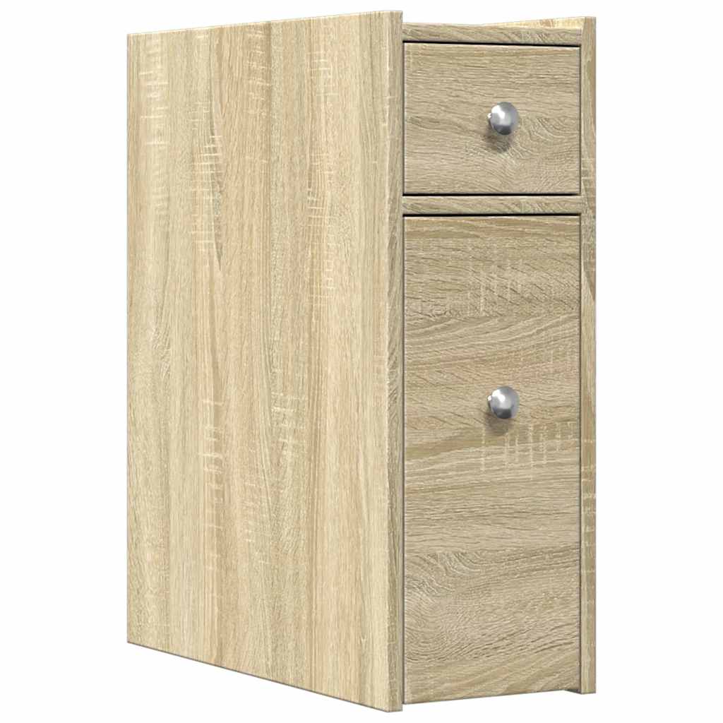 Mobile Sonoma Oak Narrow Bathroom Cupboard - Engineered Wood