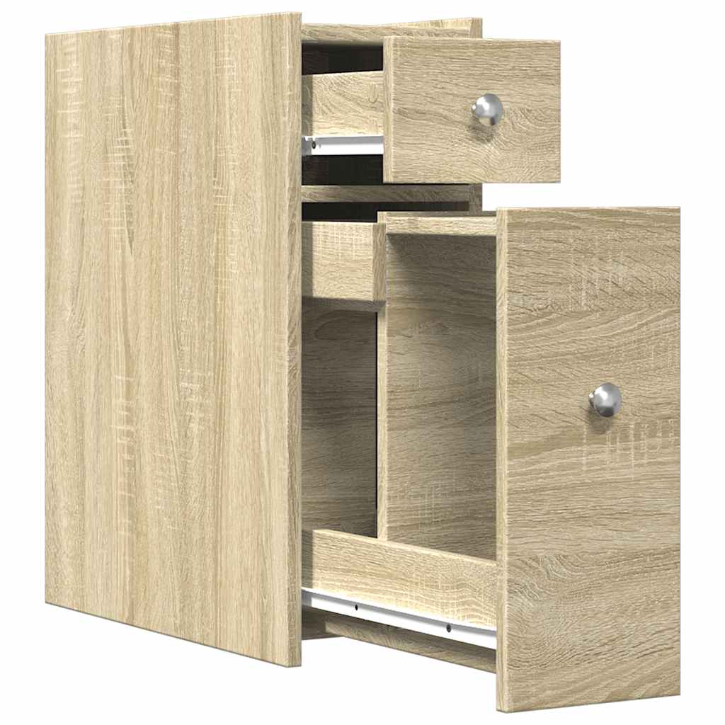 Mobile Sonoma Oak Narrow Bathroom Cupboard - Engineered Wood