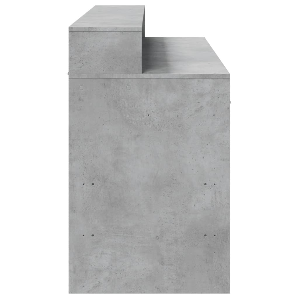 Concrete Grey Desk with LED Lights, Engineered Wood, 140x55x91 cm