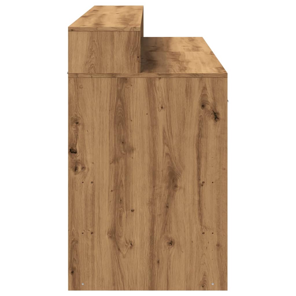 Artisan Oak Desk with LED Lights, 140x55x91 cm, Engineered Wood