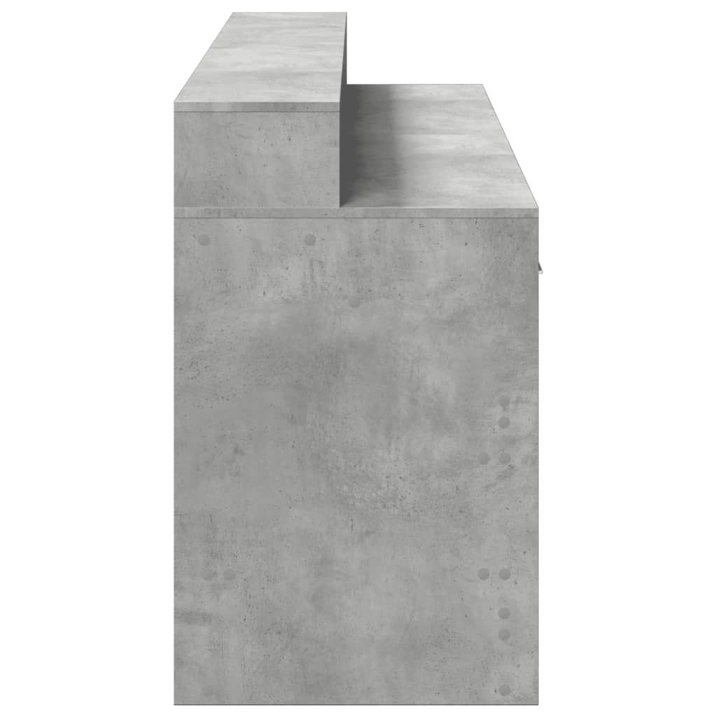 Concrete Grey Engineered Wood Desk with LED Lights, 160x55x91 cm