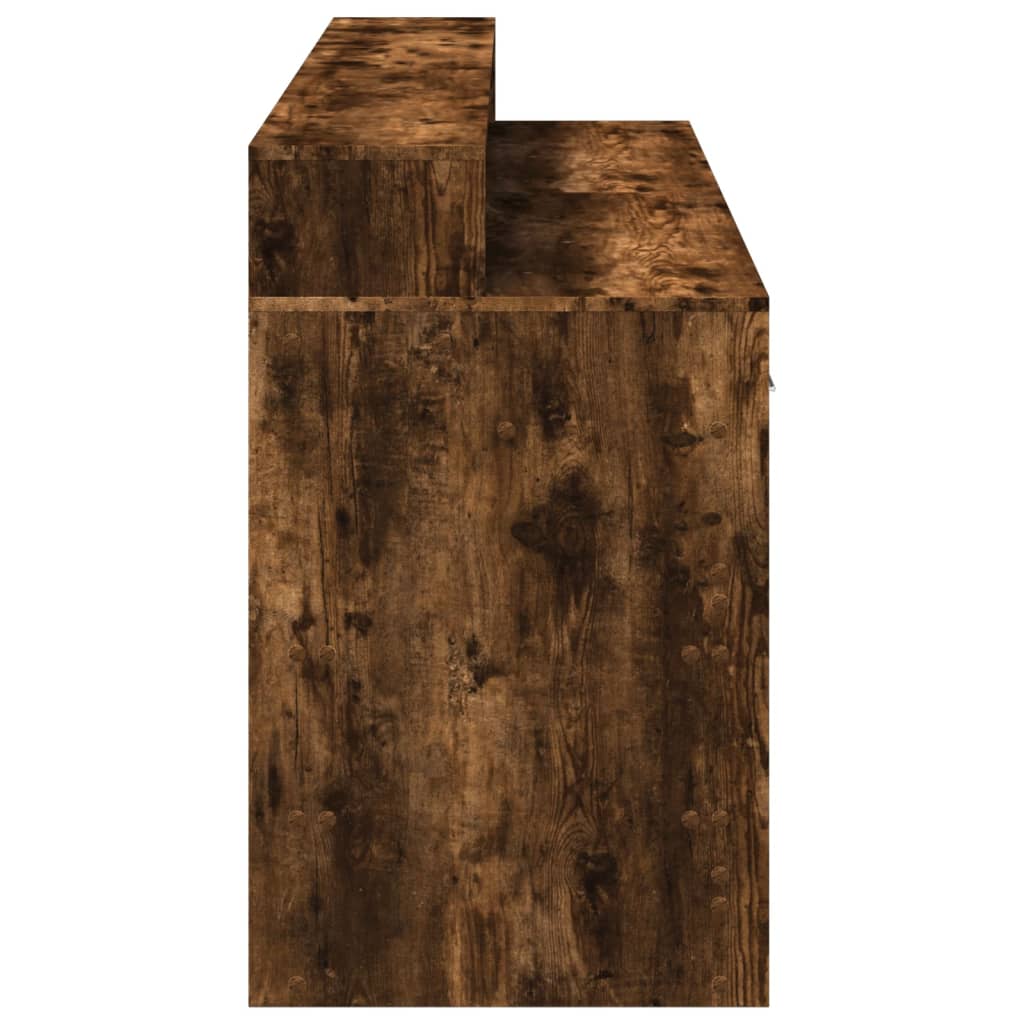 Smoked Oak LED Desk 160x55x91 cm - Engineered Wood Elegance