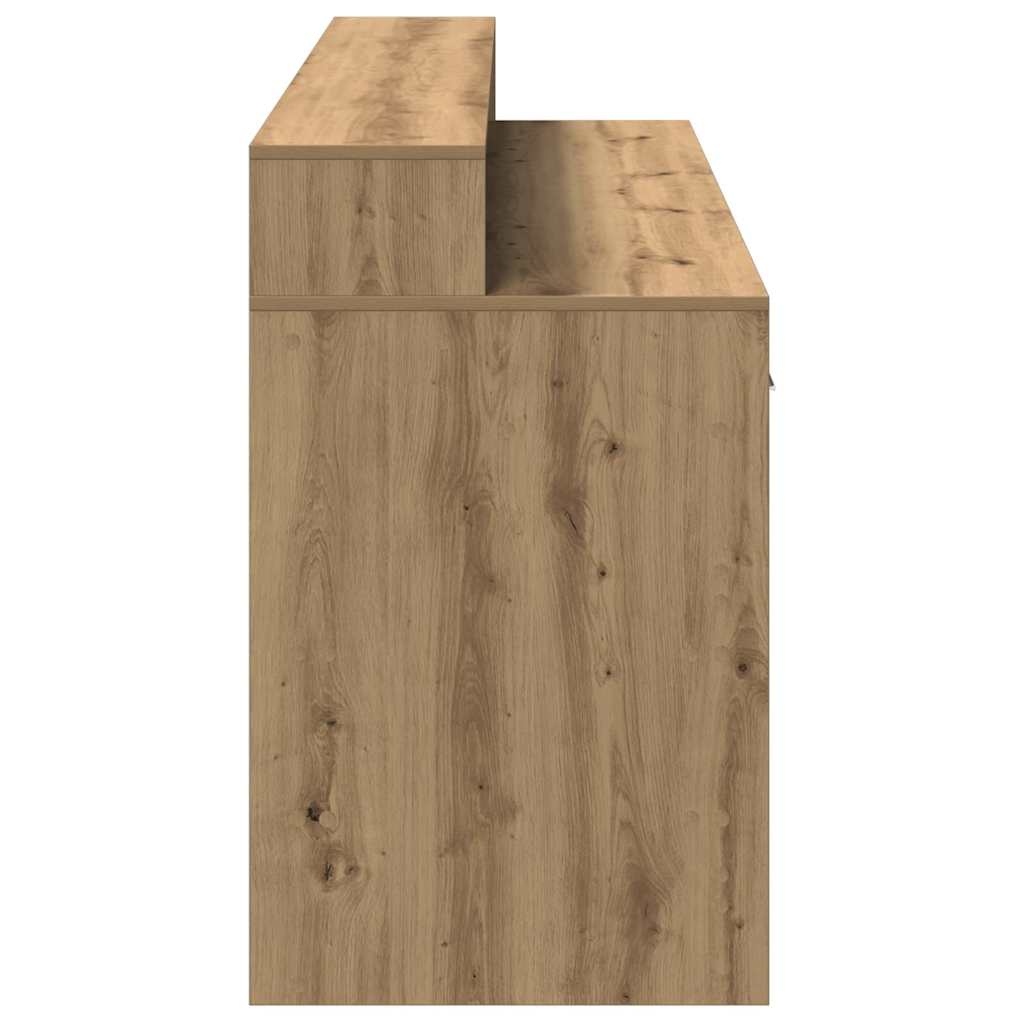 Artisan Oak Desk 160x55x91 cm with LED Lights - Engineered Wood