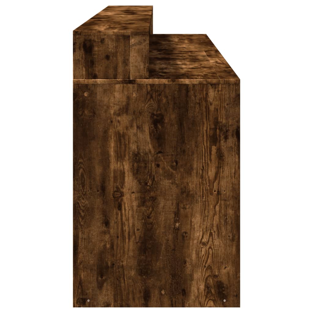 Smoked Oak Engineered Wood Desk with LED Lights, 200x55x91 cm