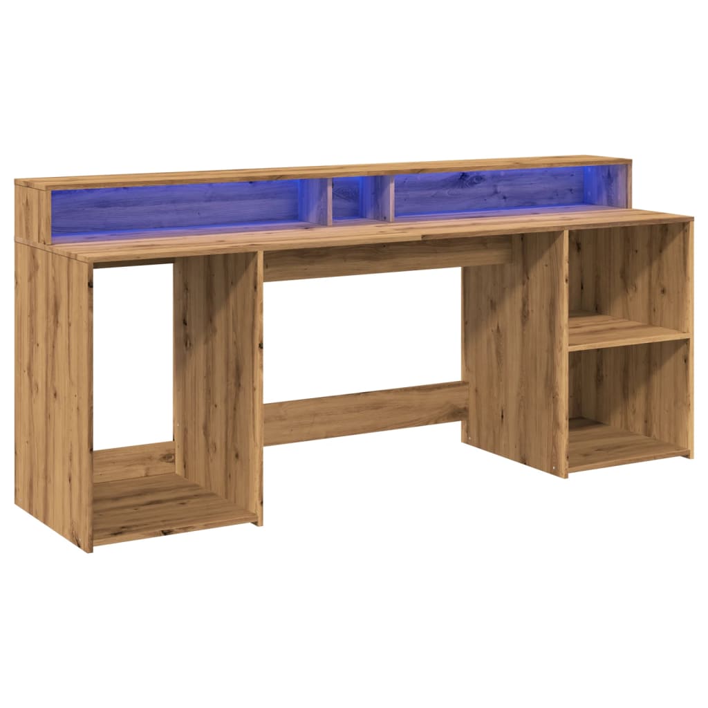 Artisian Oak LED Desk 200x55x91 cm - Engineered Wood