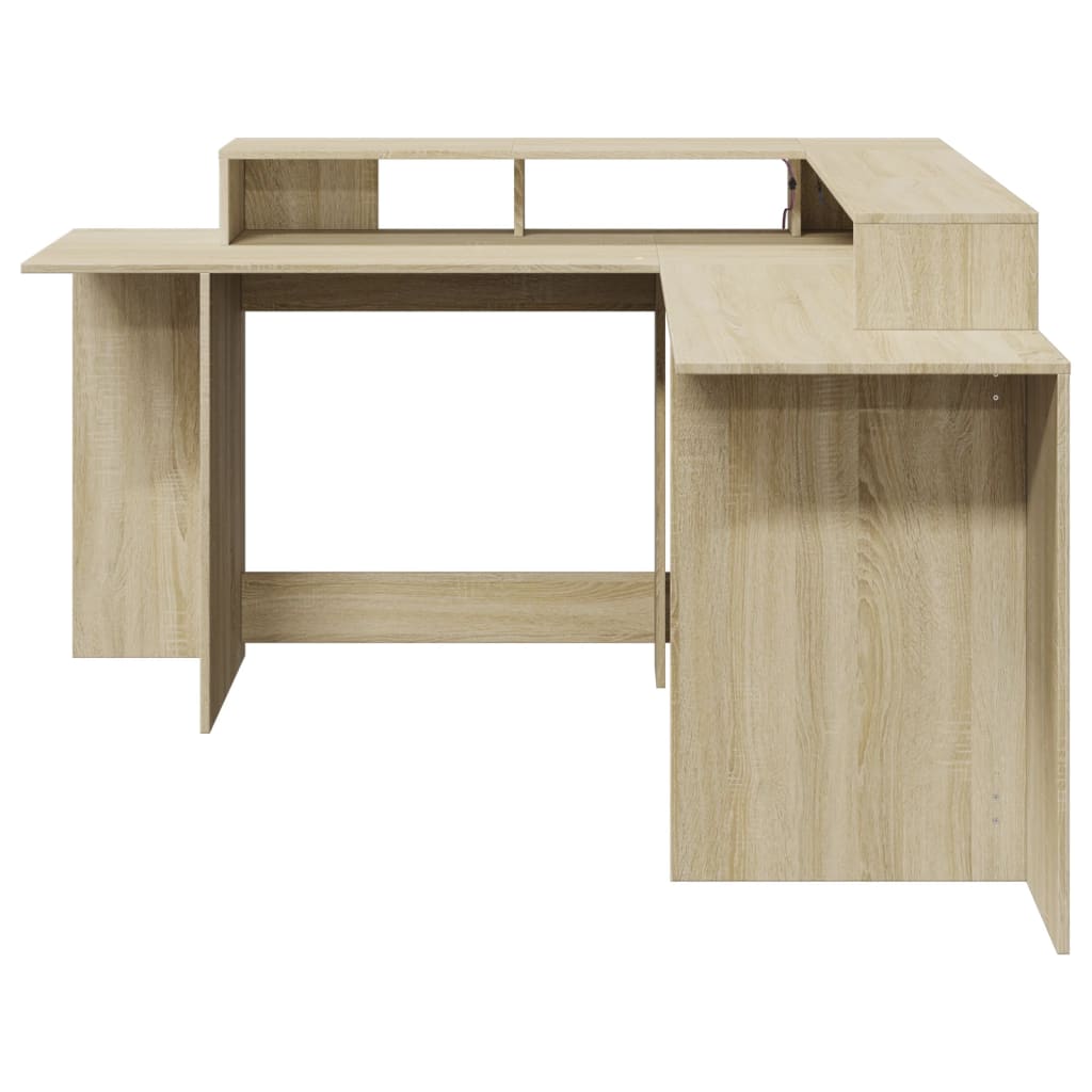 Sonoma Oak LED Desk 152x152x91 cm, Engineered Wood