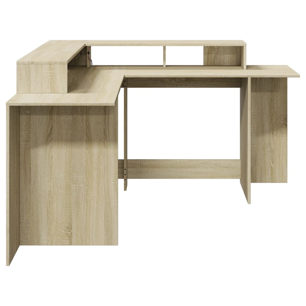 Sonoma Oak LED Desk 152x152x91 cm, Engineered Wood