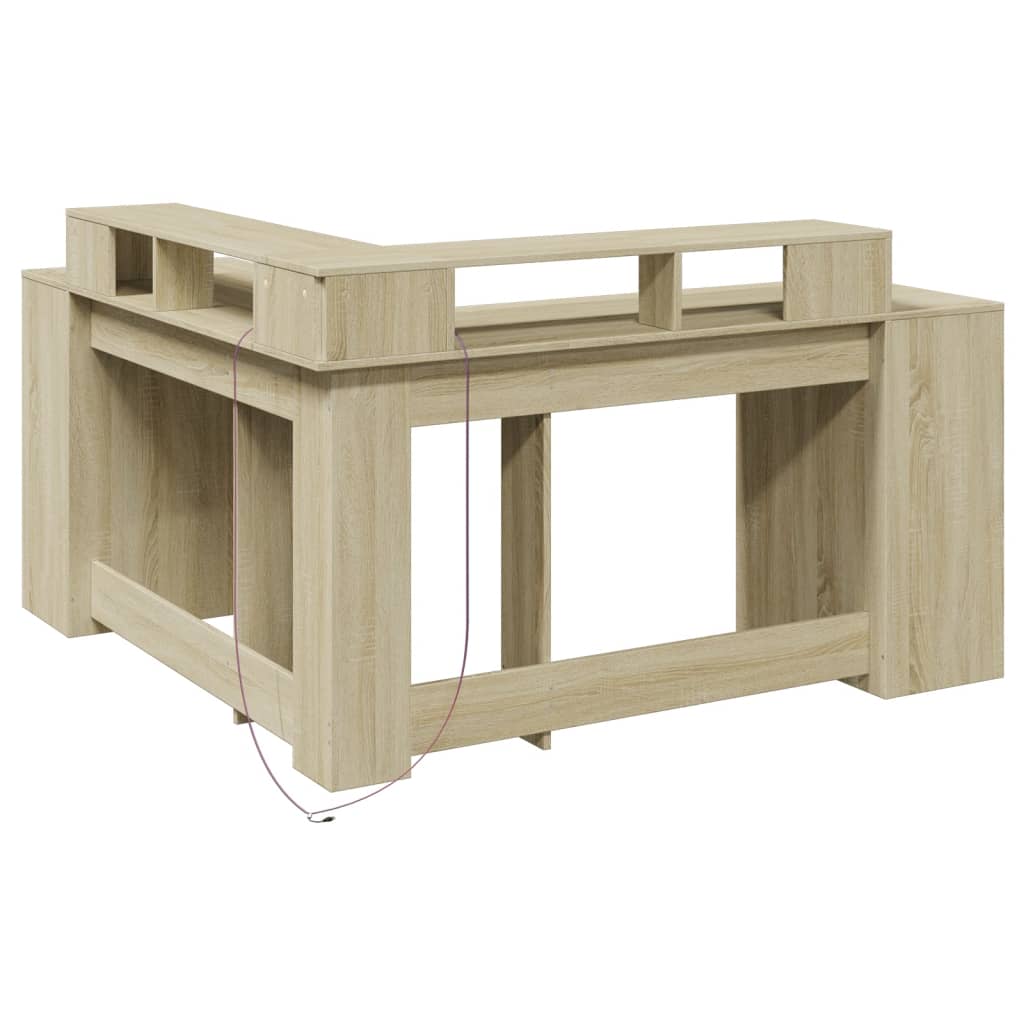 Sonoma Oak LED Desk 152x152x91 cm, Engineered Wood