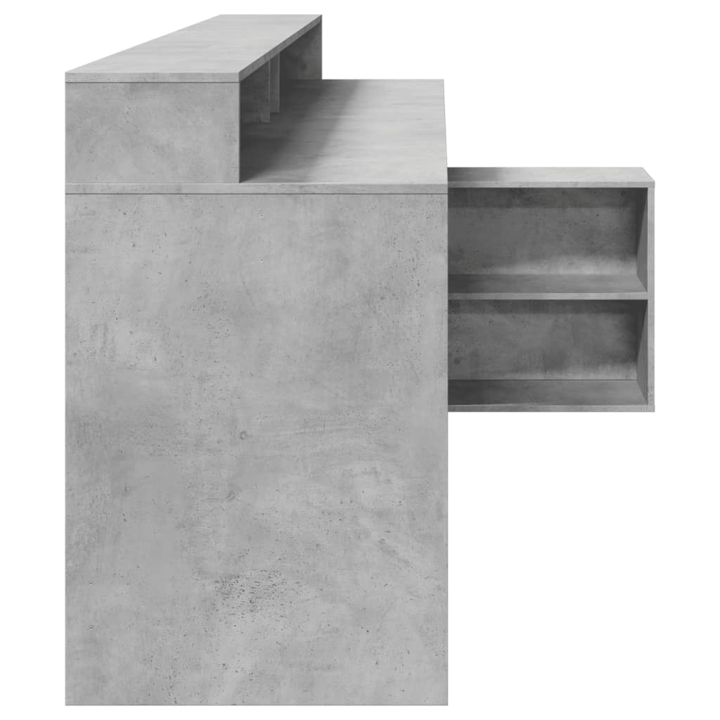 Concrete Grey Engineered Wood Desk with LED Lights 200x104x91 cm