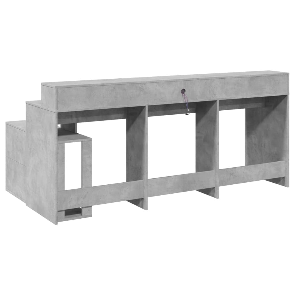 Concrete Grey Engineered Wood Desk with LED Lights 200x104x91 cm